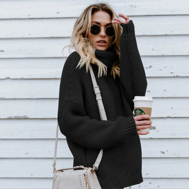 Isalune | Women's Long Roll-Neck Knit Sweater — view 2