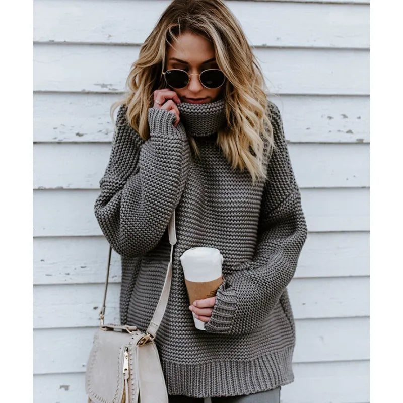 Isalune | Women's Long Roll-Neck Knit Sweater — view 3