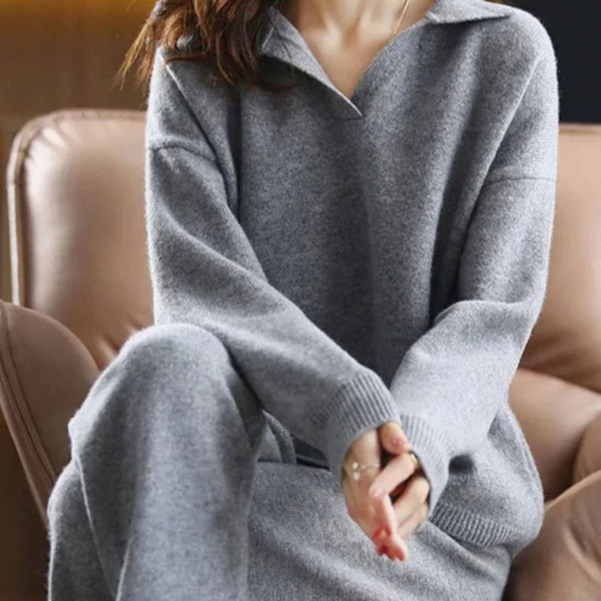 Iseult | Collared Jumper & Wide-Leg Trouser Set — view 2
