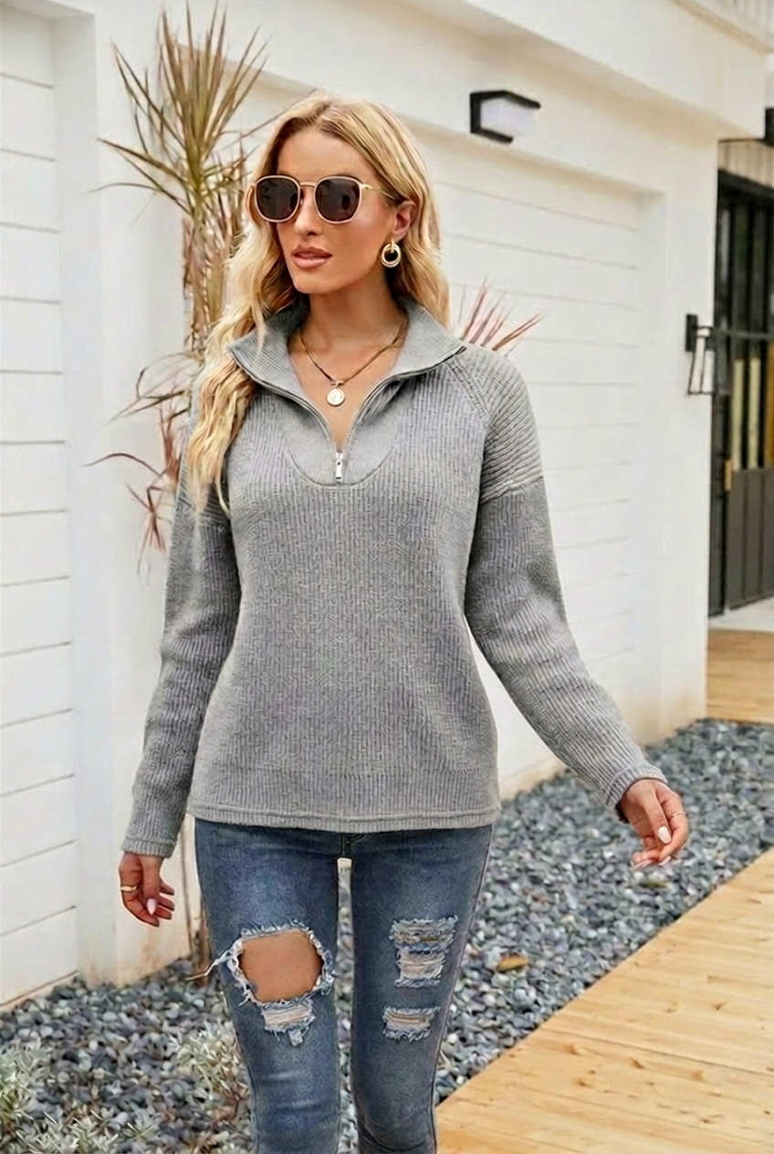 Celestelle | Women's Oversized Half-Zip Knitted Jumper — view 3