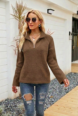 Celestelle | Women's Oversized Half-Zip Knitted Jumper — view 4