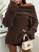 Celestelle | Women's Off-Shoulder Ribbed Knit Jumper — view 12