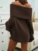Women's Oversized Ribbed Off-Shoulder Bardot Jumper — view 13