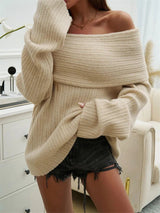 Women's Oversized Ribbed Off-Shoulder Bardot Jumper — view 16