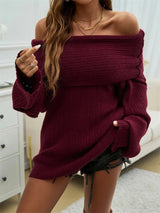 Women's Oversized Ribbed Off-Shoulder Bardot Jumper — view 19