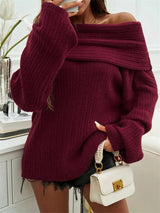 Women's Oversized Ribbed Off-Shoulder Bardot Jumper — view 20