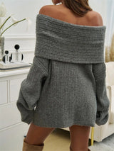 Women's Oversized Ribbed Off-Shoulder Bardot Jumper — view 9