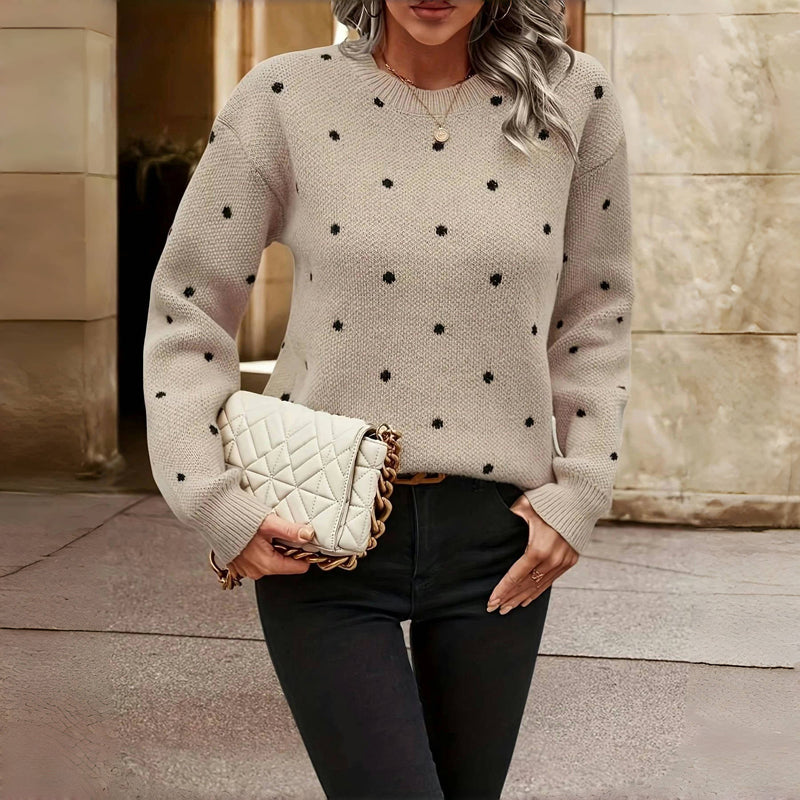 Maristelle | Women's Polka Dot Crew Neck Jumper — view 3