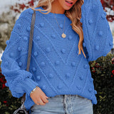 Rosalie | Women's Chunky Cable Knit Bobble Balloon Sleeve Jumper — view 10