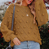 Rosalie | Women's Chunky Cable Knit Bobble Balloon Sleeve Jumper — view 15