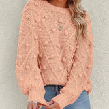 Rosalie | Women's Chunky Cable Knit Bobble Balloon Sleeve Jumper — view 20