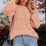 Rosalie | Women's Chunky Cable Knit Bobble Balloon Sleeve Jumper — view 22