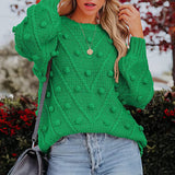 Rosalie | Women's Chunky Cable Knit Bobble Balloon Sleeve Jumper — view 3