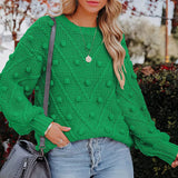 Rosalie | Women's Chunky Cable Knit Bobble Balloon Sleeve Jumper — view 4