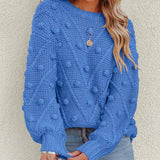 Rosalie | Women's Chunky Cable Knit Bobble Balloon Sleeve Jumper — view 6