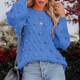 Rosalie | Women's Chunky Cable Knit Bobble Balloon Sleeve Jumper — view 8