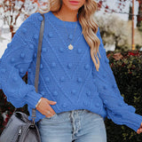 Rosalie | Women's Chunky Cable Knit Bobble Balloon Sleeve Jumper — view 9