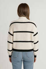 Évarose | Women's Striped Mock Neck Knit Jumper — view 2