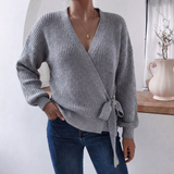Marcelline | Women's Wrap Knit V-Neck Jumper with Tie Waist — view 4