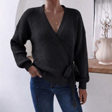 Marcelline | Women's Wrap Knit V-Neck Jumper with Tie Waist — view 5