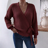 Marcelline | Women's Wrap Knit V-Neck Jumper with Tie Waist — view 6