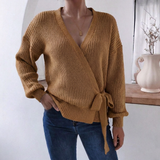 Marcelline | Women's Wrap Knit V-Neck Jumper with Tie Waist — view 7