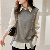 Maëlia | Women's Button-Detail Knitted Vest — view 2