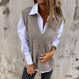 Darcy | Women's Oversized V-Neck Knitted Vest — view 2