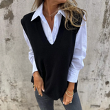 Darcy | Women's Oversized V-Neck Knitted Vest — view 4