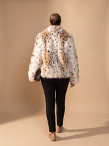 Leonie | Leopard Print Cropped Faux Fur Coat — view 2