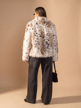 Leonie | Leopard Print Cropped Faux Fur Coat — view 3