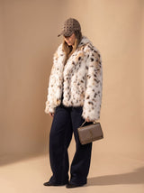 Leonie | Leopard Print Cropped Faux Fur Coat — view 6