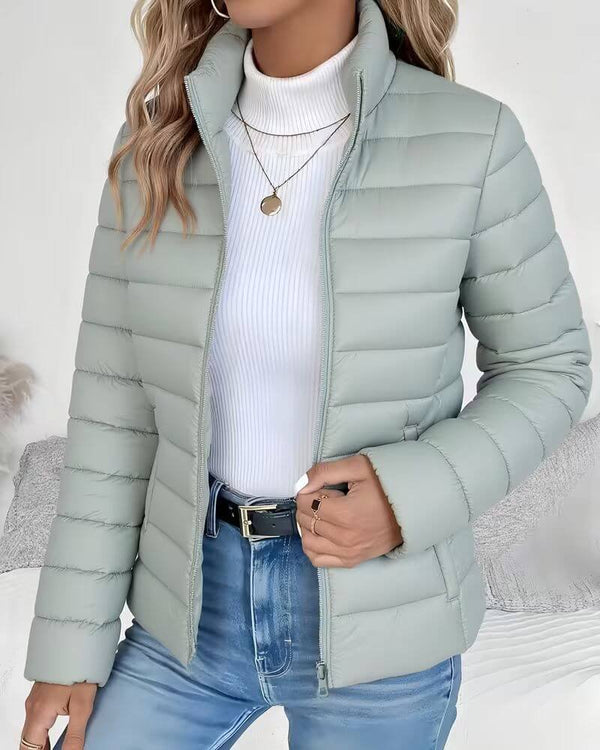 Sienna | Cropped Puffer Jacket with Stand Collar — view 1