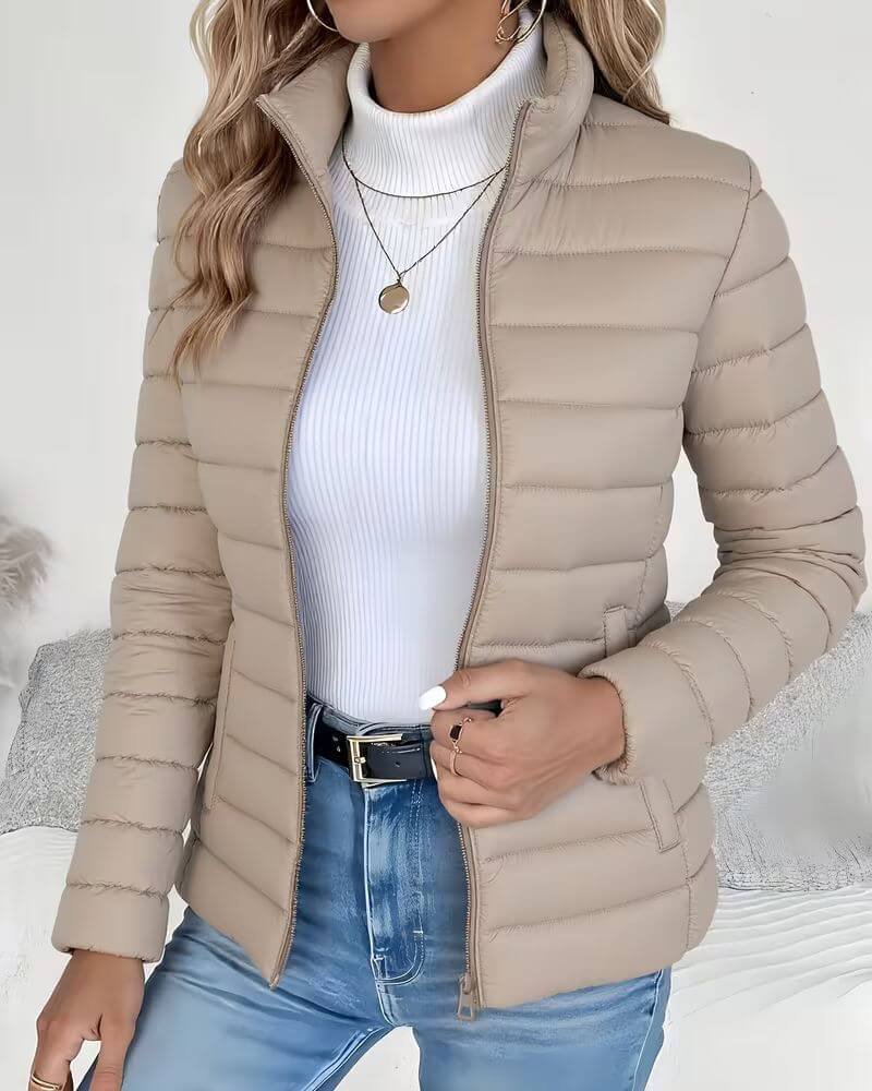 Sienna | Cropped Puffer Jacket with Stand Collar — view 3