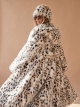 Rosie | Long Faux Fur Leopard Print Belted Overcoat — view 5