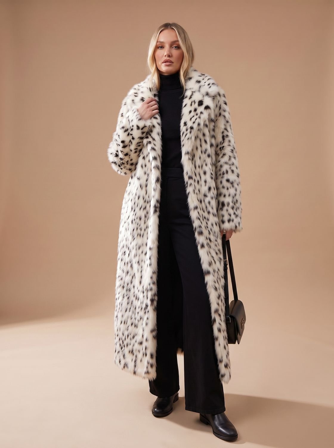 Marisol | Long Leopard Print Faux Fur Coat — view 2