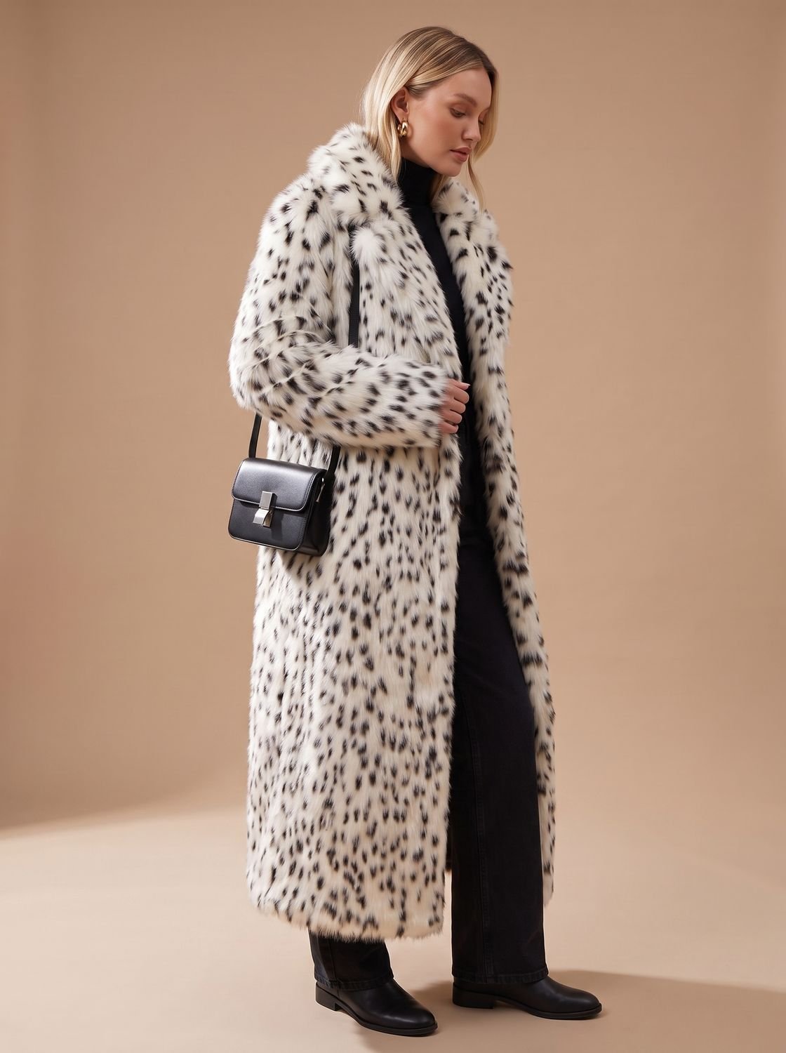 Marisol | Long Leopard Print Faux Fur Coat — view 4