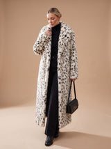 Marisol | Long Leopard Print Faux Fur Coat — view 7