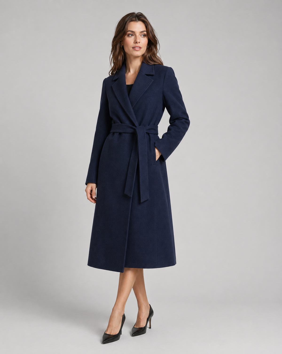 Elowyn | Women's Longline Belted Wrap Trench Coat — view 3