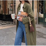 Marcelline | Women's Long Trench Coat with Plaid Lining — view 2