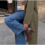 Marcelline | Women's Long Trench Coat with Plaid Lining — view 3