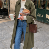Marcelline | Women's Long Trench Coat with Plaid Lining — view 4