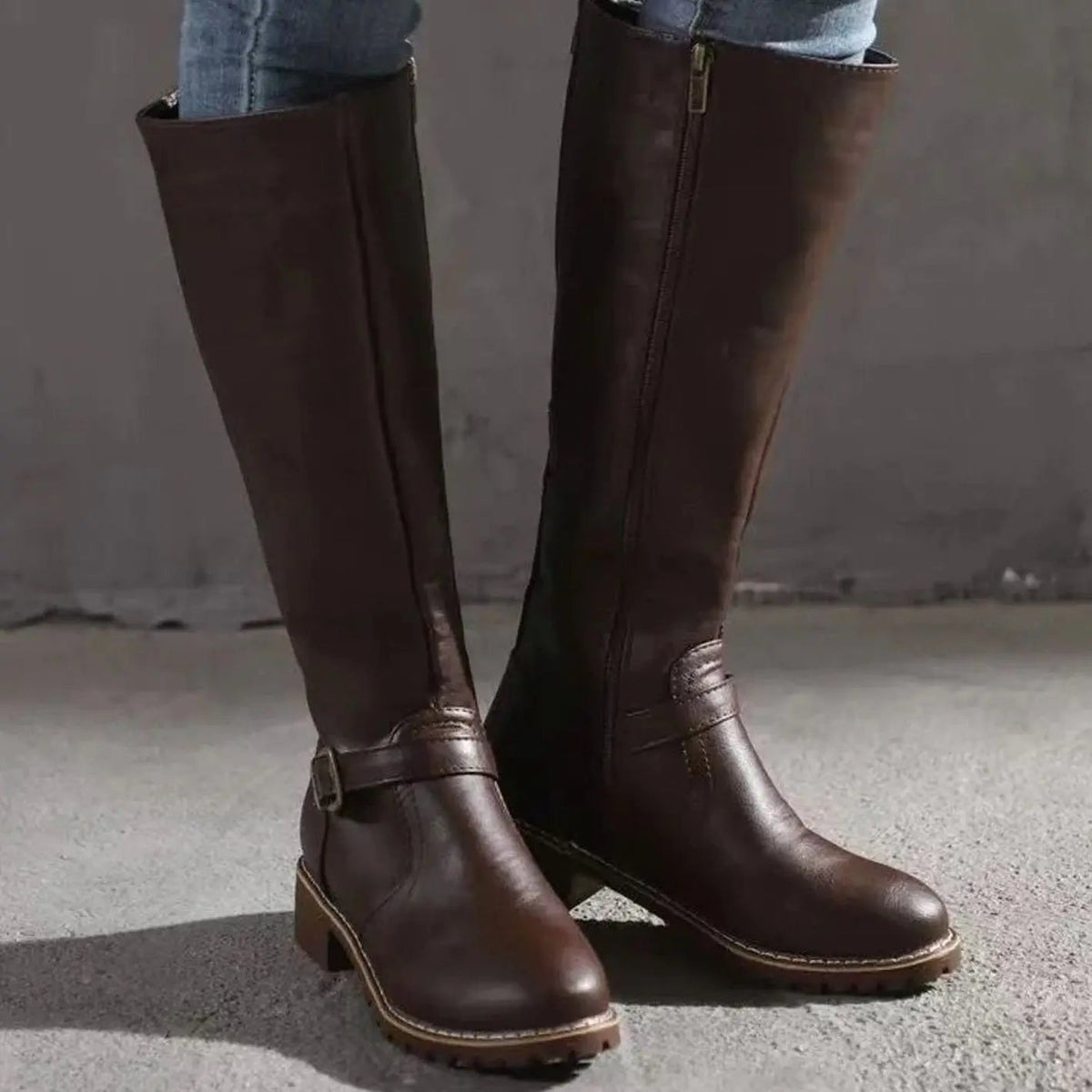 Sienna | Women's Knee-High Buckle Block Heel Boots — view 2