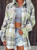 Violette | Women's Oversized Plaid Flannel Shirt — view 12