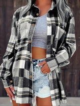 Violette | Women's Oversized Plaid Flannel Shirt — view 14