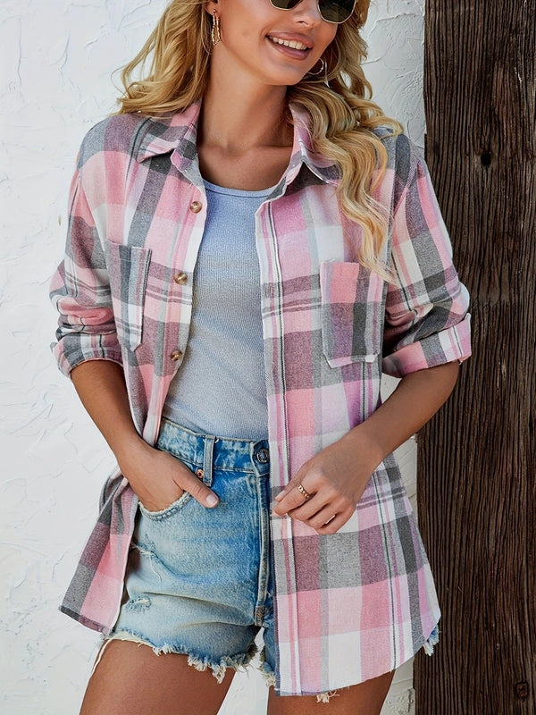 Violette | Women's Oversized Plaid Flannel Shirt — view 1