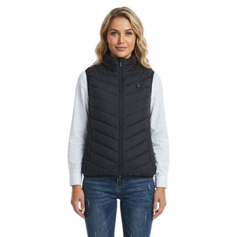 Niamh | Women's USB Heated Gilet with Stand Collar – Quilted Chevron Body Warmer — view 2