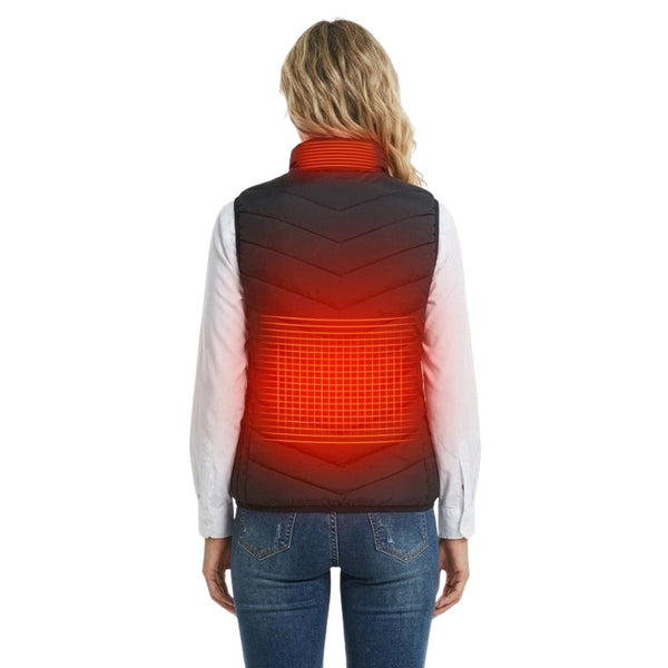 Niamh | Women's USB Heated Gilet with Stand Collar – Quilted Chevron Body Warmer — view 1