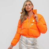 Zélie | Women's Cropped Metallic Puffer Jacket — view 5