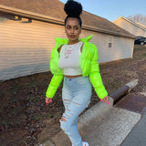 Zélie | Women's Cropped Metallic Puffer Jacket — view 6